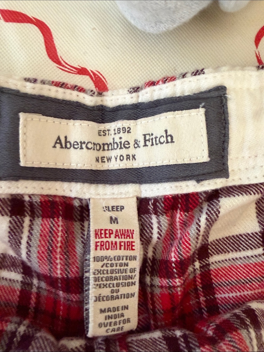 2 Abercrombie & Fitch Light Gray Lounge Shorts and Red Plaid Sleep Shorts - Picture 2 of 10